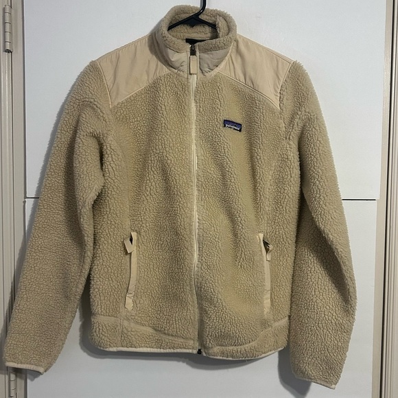 Patagonia Retro-X Dark Natural Ivory Beige Full Zip Fleece Coat Women's Sizes L - Picture 2 of 4